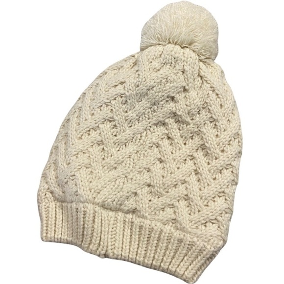 Isaac Mizrahi Cable Knit Cream Pom Beanie - Picture 2 of 4